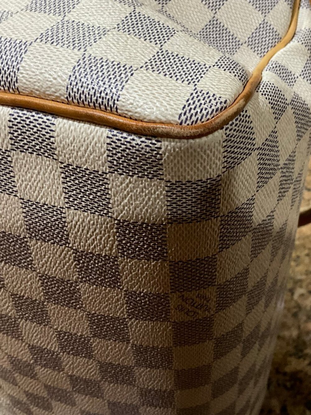 Louis Vuitton Speedy 30 Damier Azur White/Light Blue Checkered Satchel Handbag - Picture 14 of 16